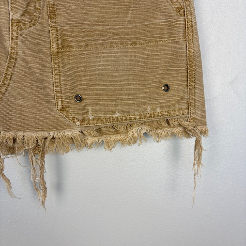 Free People Canvas Relaxed Denim Mini Skirt Taupe Y2K‎ Grunge Casual Gorpcore 25 - Picture 4 of 9